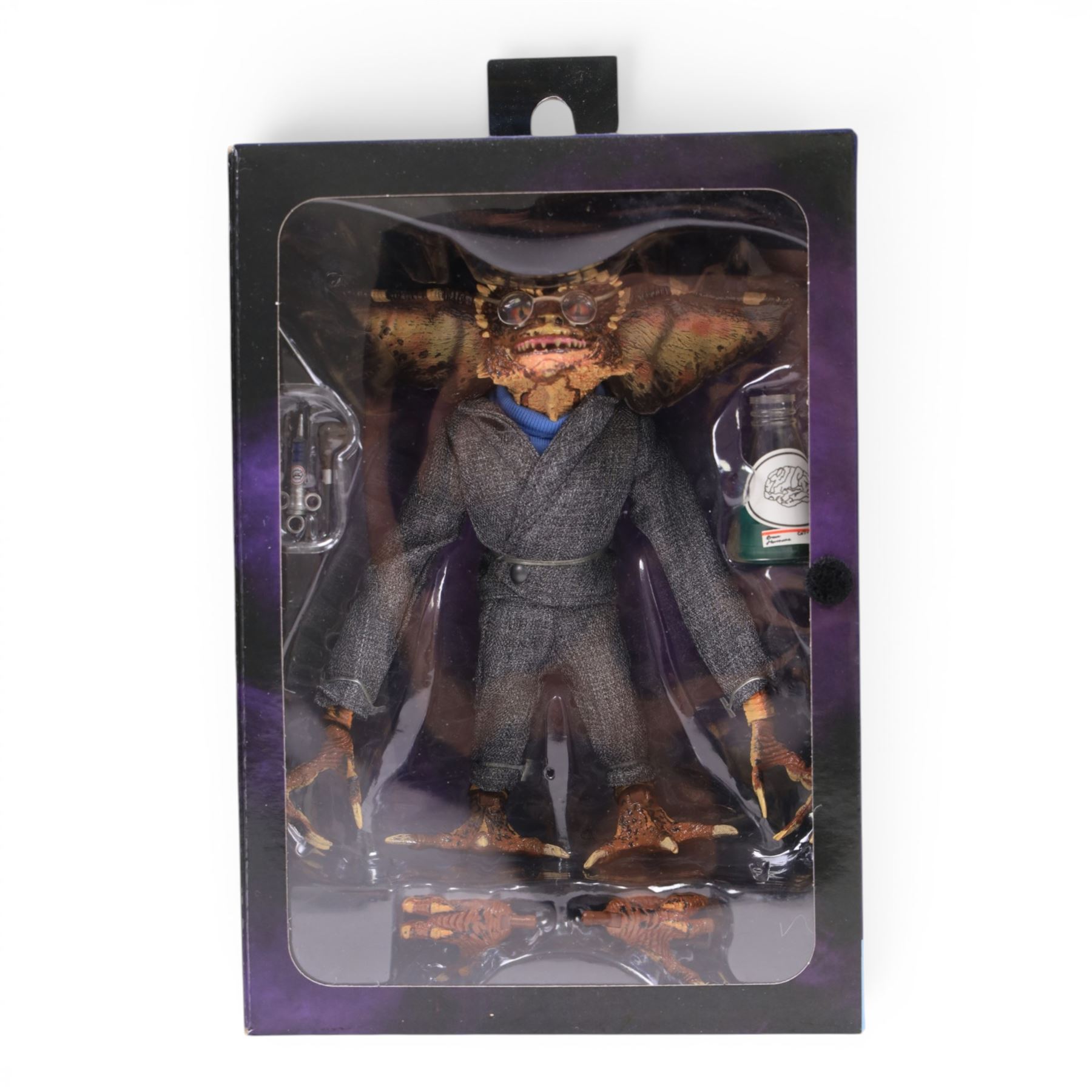 Two Neca Gremlins figures, comprising Santa Stripe and Gizmo and Gremlins 2 Ultimate Brain, both boxed 