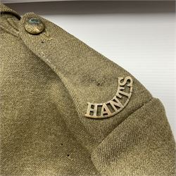 British M22 khaki tunic for the Hampshire Regiment with WW1 trio ribbon bar