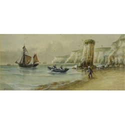  John Francis Branegan (British 1843-1909): 'King Rock Flamborough', watercolour signed and titled 16cm x 34.5cm  