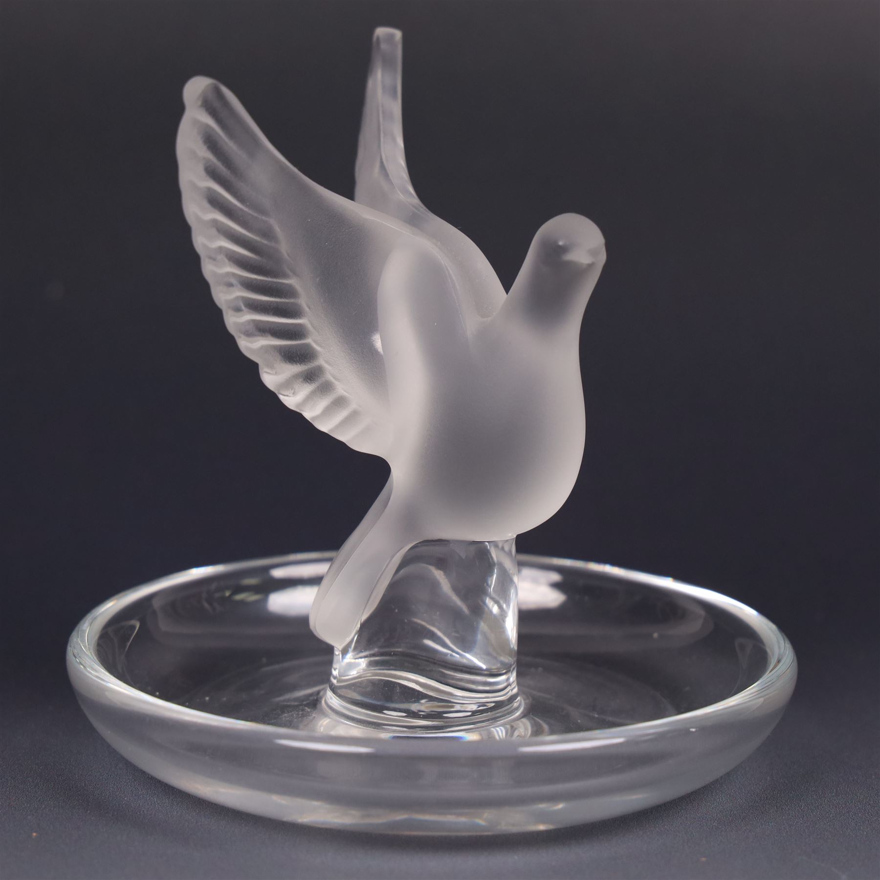 Lalique - Thalie Dove ring dish and Grouse ring dish, H10cm