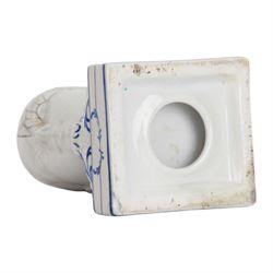 19th century Staffordshire pottery Phrenology head inkwell, circa 1860, the head mapped out, upon a scrolling base with pen/ink recesses and rectangular plinth impressed 'By F. Bridges Phrenologist', H14cm