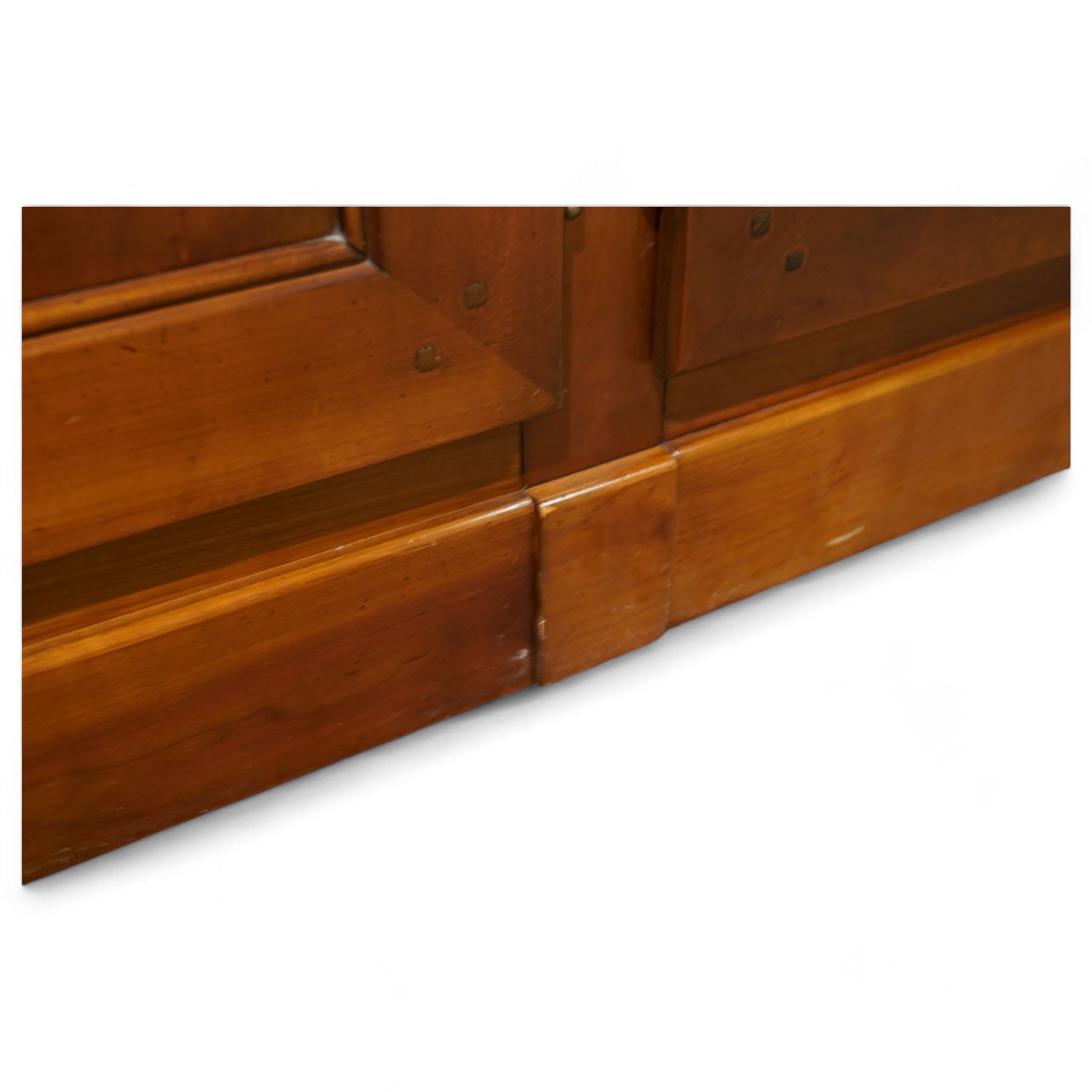 Brigitte Forestier - French cherry wood four door wardrobe unit, fitted with hanging and shelving