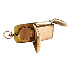 Edwardian 9ct rose gold combination vesta case and sovereign holder by Rolason Brothers, Chester 1903, approx 31.2gm