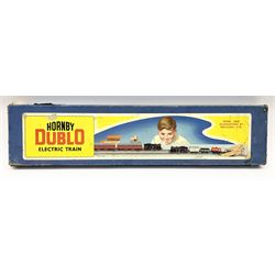 
Hornby Dublo - three-rail EDP10 Passenger Train set with 0-6-2 tank locomotive No.69567, two coaches and track, in long box with instructions.