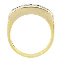 18ct gold channel set, six stone round brilliant cut diamond ring, hallmarked, total diamond weight approx 0.55 carat