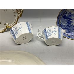 Collection of Victorian and later ceramics to include Gray's Pottery Sunderland lustre York Minister plate, Limoges M. Bishop tea service for one, ornately decorated with gilt foliate sprays on plain white ground, no 2350, Wedgwood no y2715 blue and white sucrier and jug, Chinese blue and white dish with gilt banding,