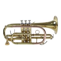 Sonata brass trumpet, with Denis Wick mouthpiece in a soft fitted carry case
