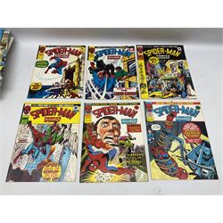 Collection of bronze age Marvel comics (1973-1976). Spider-Man Comics Weekly (1973-1976) nos 8-12, 14, 19-34, 75, 92, 95-97, 101-103, 106, 108, 109, 111, 115, 116, 121-132, 152, 155 and 156. Super Spider-Man with the Super-Heroes (1976) nos 161, 166-170, 177-182. The Mighty World of Marvel starring the Incredible Hulk (1974-1975) nos 102-04, 113-129 (excluding 115 and 120), 134, 135, 140, 143, 153-156, 158, 170, 172 and 182 (89)