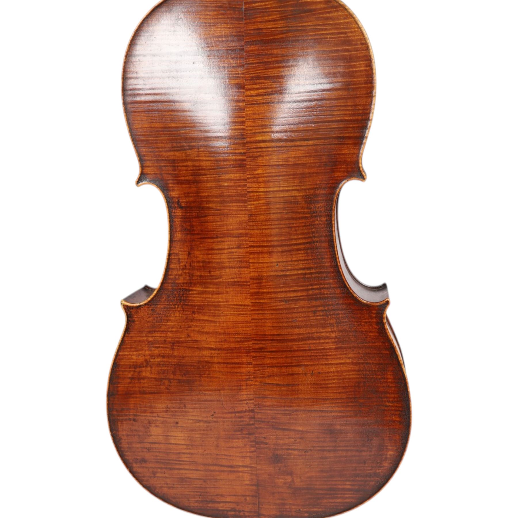 Early 19th century English cello by Samuel Gilkes of London, circa 1820, with two piece back and pine table finished in a golden brown varnish, certificate of authenticity from D.R Hill & Son, Buckinghamshire, numbered H494 in their records, in Hiscox hard case, with two horse hair cello bows, the first an English example stamped Ferranda Millars Liverpool, the second a German example stamped R. Paesold, both with ebonised mother of pearl/abalone frogs and ivory tip plates
This item has been registered for sale under Section 10 of the APHA Ivory Act