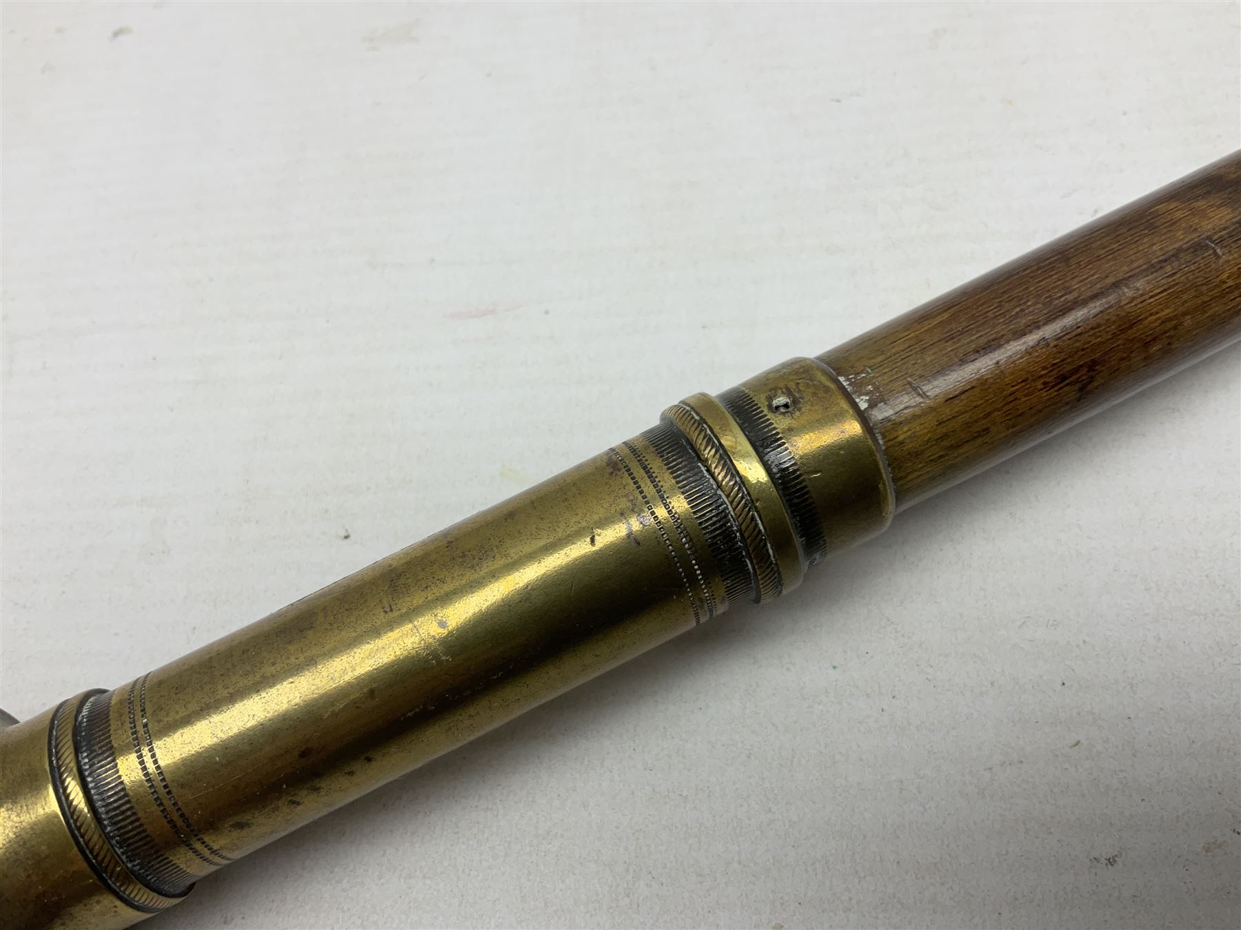 19th Century tipstaff, with brass finial and hardwood handle, L48cm