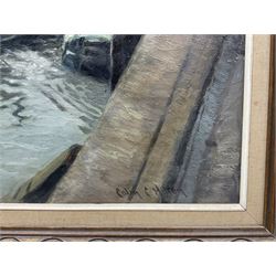 Colin Clough Hilton (British 1902-1984): 'In Whitby Harbour', oil on canvas signed, titled on labels verso 59cm x 79cm