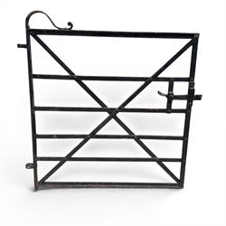 Georgian wrought iron single strapwork gate of small proportions, with scroll design and hinged latch