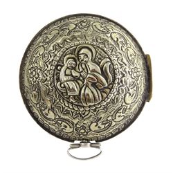 18th century silver and tortoiseshell quadruple cased verge fusee pocket watch by Graham, London, square baluster pillars, pierced and engraved balance cock, signed white enamel dial with Roman numerals and Fleur de Lys decoration, tortoiseshell third outer case with pique work to the borders, in a fitted later white metal fourth case