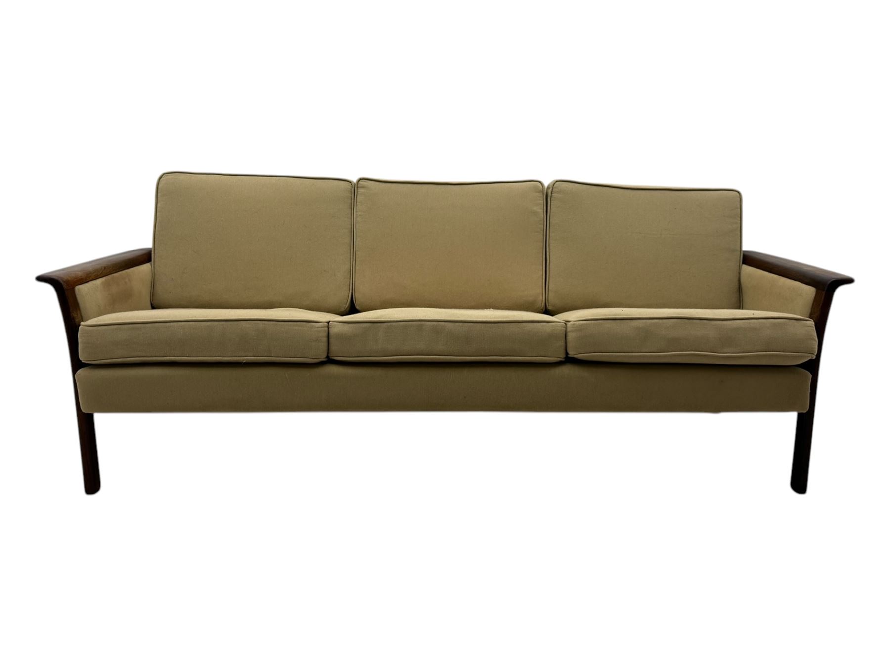 Mid-20th century hardwood framed three-seat sofa 