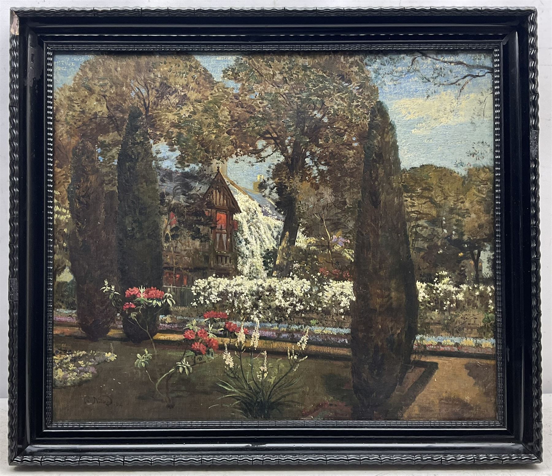 Robert Noble RSA PSSA (Scottish 1857-1917): A Country Garden, oil on canvas signed and dated '04, 50cm x 59cm