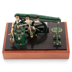 Collection of kit built model engines, including a Stirling Engine and vacuum engines, all with makers plaques for Hanby Malton