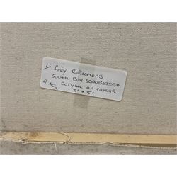 Alice Maw (British 1942-):  ‘Heavenly Sky - South Bay Scarborough’, acrylic on canvas signed, titled verso 92cm x 153cm (unframed)