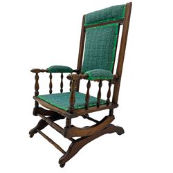 Late 19th century beech framed American style rocking chair
