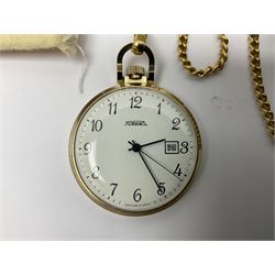 Cyma Military issue pocket keyless lever pocket watch, the back case engraved '^ G.S.T.P. M59069', together with one other pocket watch and chain, a pair of silver pearl stud earrings and five silver pendants/charms including ragdoll and clown