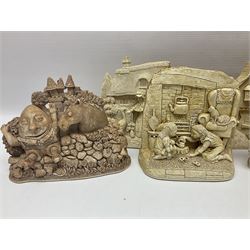 Thirty three Lilliput Lane models from the British collection and paint your own Children's Plaques, to include I am a little teapot, Gnome improvements, Dennis the Dragon, Bill and Ben, The Bobbins etc, some with boxes and deeds 