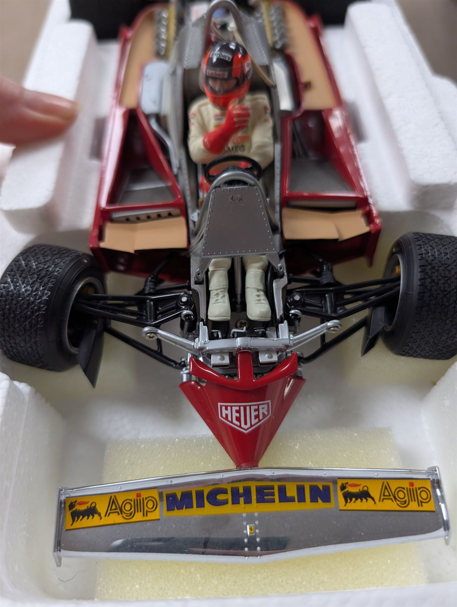Exoto Grand Prix Classics 1:18 scale Gilles Villeneuve Ferrari 312T4 #12, 1979 Championship 2nd with Ferrari umbrella, boxed