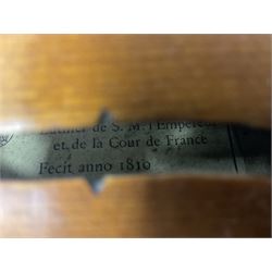 Four violins 1/8th size; half size with Nicolas Bertholini label; three-quarter size with Stradivarius copy label; and full size with Marquis De L'Air label (4)