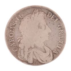 Charles II 1675 silver half crown coin