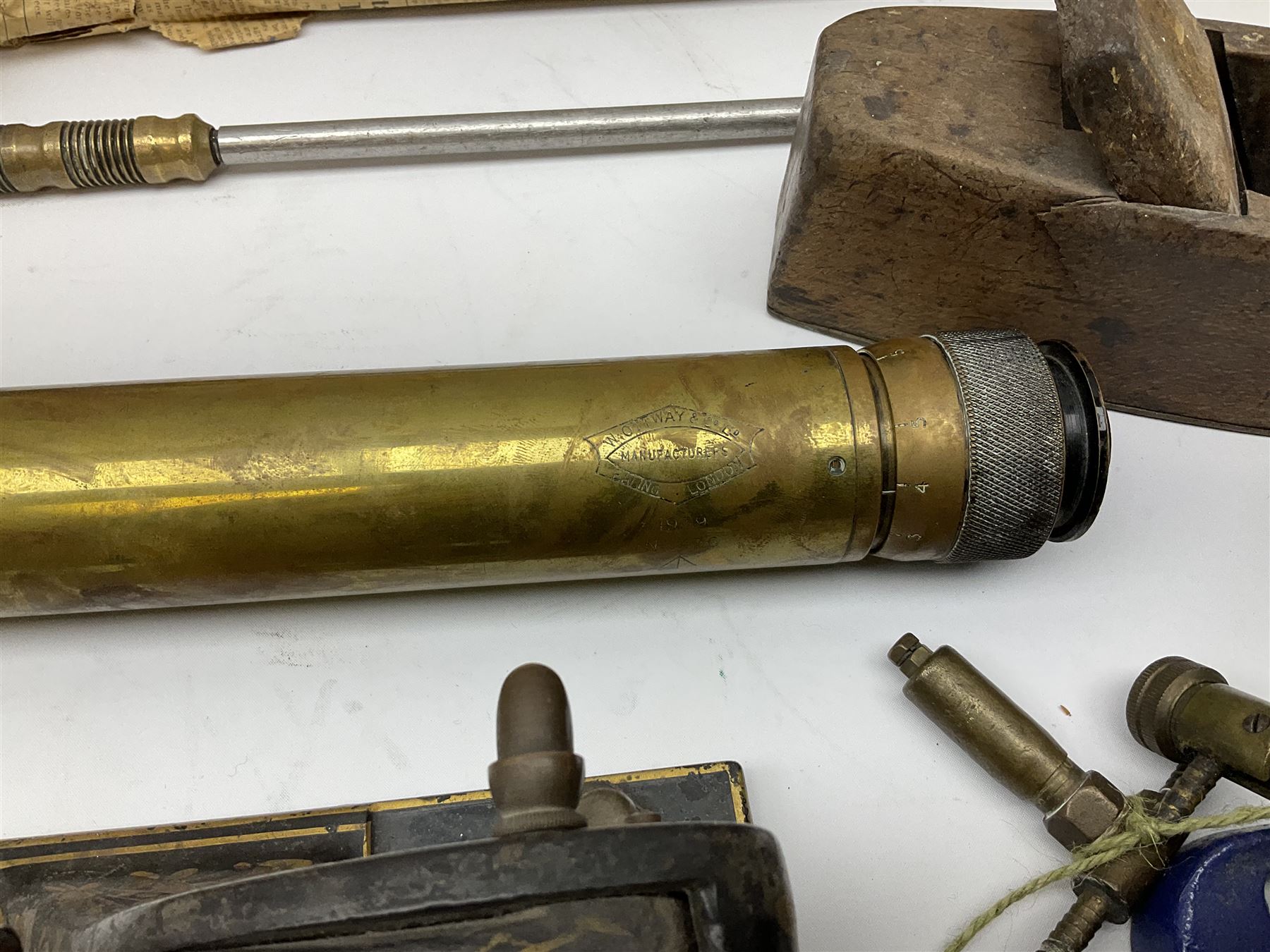 Victorian seal press machine, hand painted in gilt, together with a