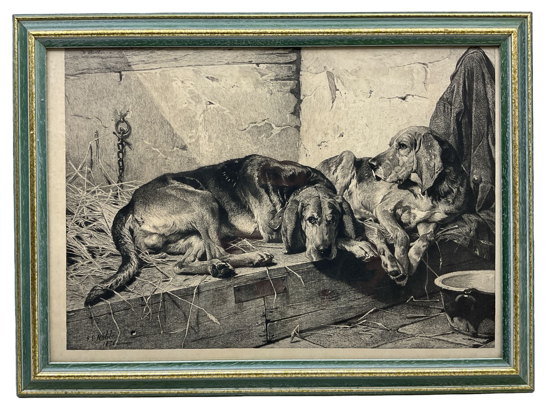 John Sargent Noble (British 1848-1896): 'Lazy Moments', engraving signed in pencil (within the frame) 33cm x 47cm