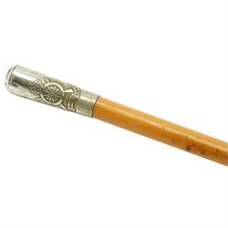 Northern Cyclist Battalion swagger stick and two Northern Cyclist Battalion badges