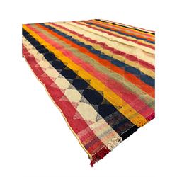 South West Persian Jajim Kilim decorated with multi-coloured stripes 