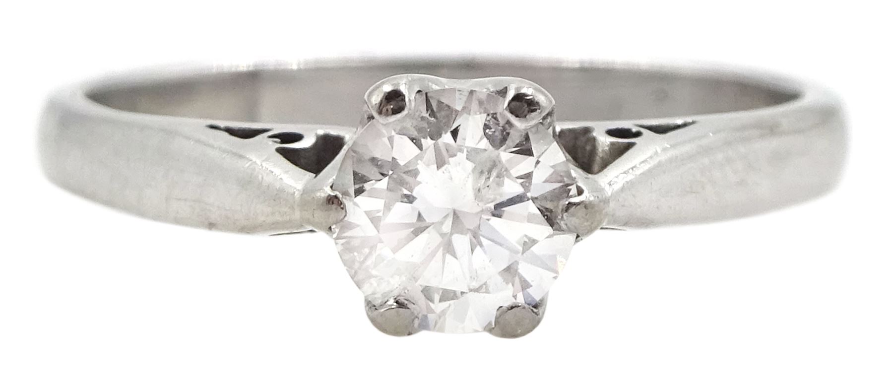 18ct white gold single stone round brilliant cut diamond ring, diamond approx 0.50 carat