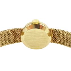 Longines ladies 9ct gold manual wind wristwatch, silvered dial with baton hour markers, London 1965, on integral 9ct gold bracelet, hallmarked