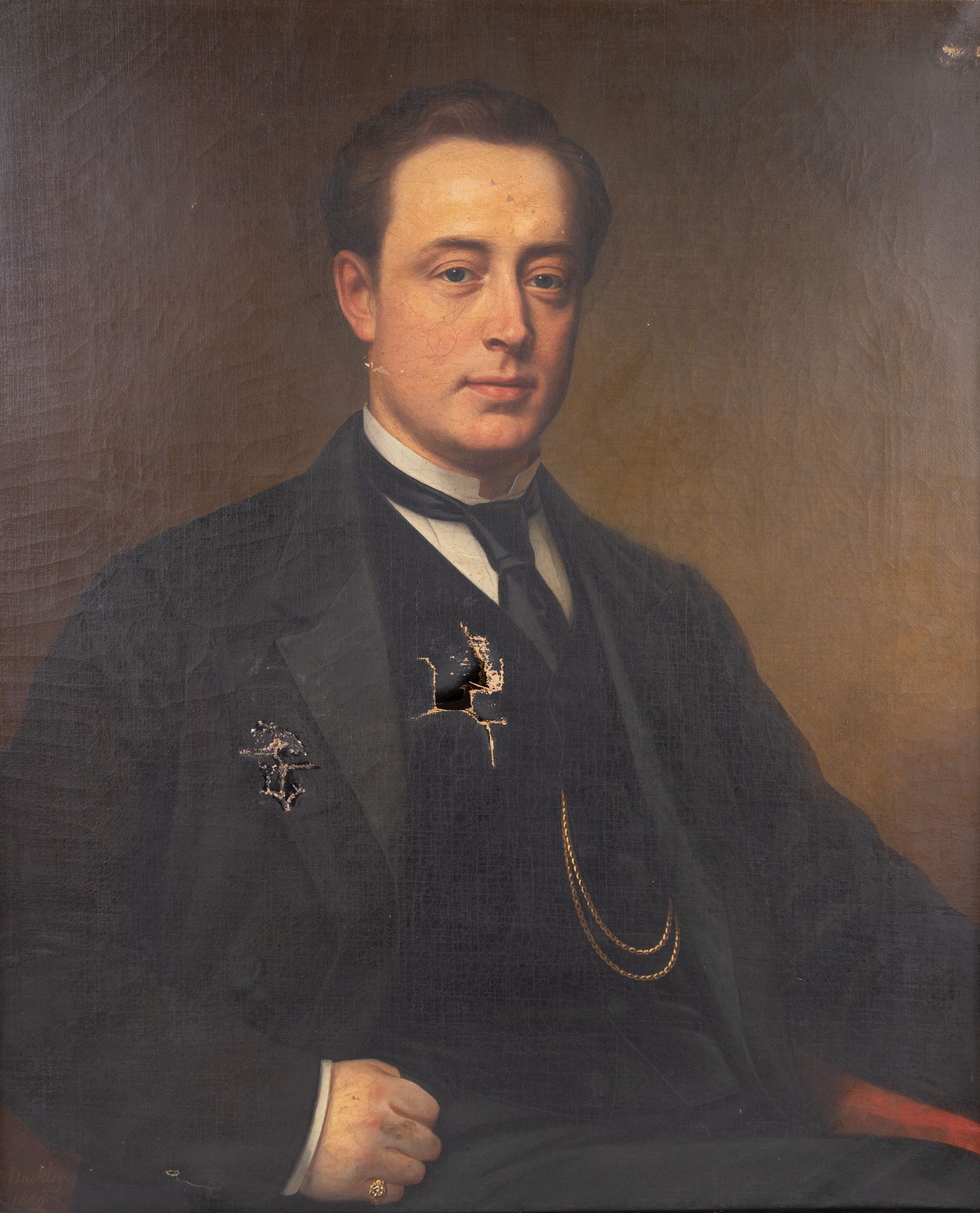 George Buckley (British c1824-1870): Portrait of a Gentleman, signed and dated 1869, 73cm x 61cm 