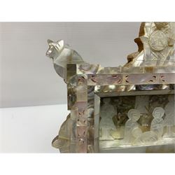 Mother of pearl nativity scene, together with mother of pearl box, shell and carved shell