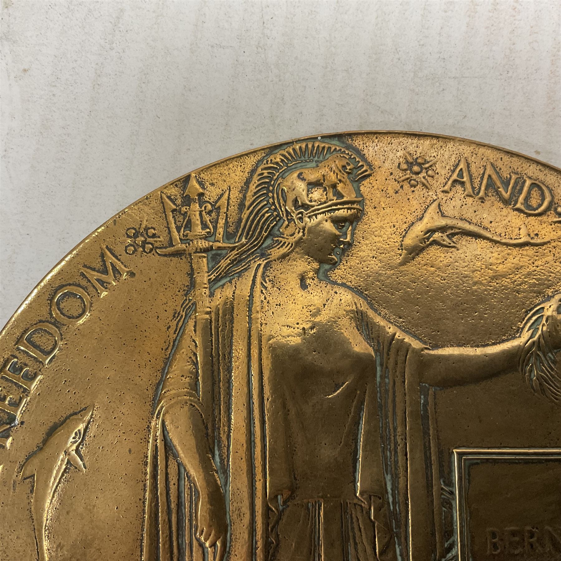 WWI bronze death plaque for Alfred Bernard Walsh