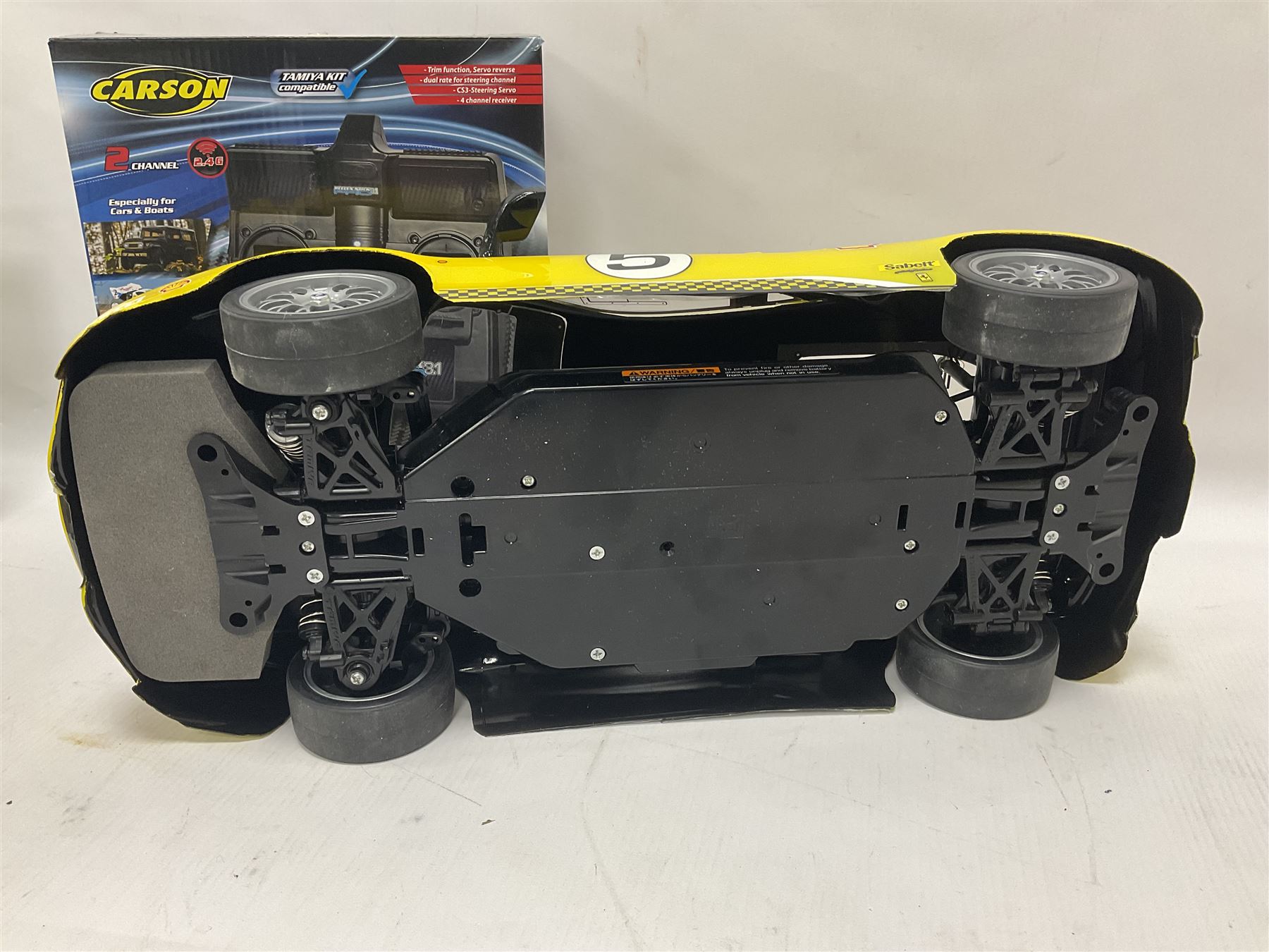 Tamiya Ferrari 458 Challenge radio controlled car with boxed Carson Relfex Stick Pro 3.1 Elektro Set 