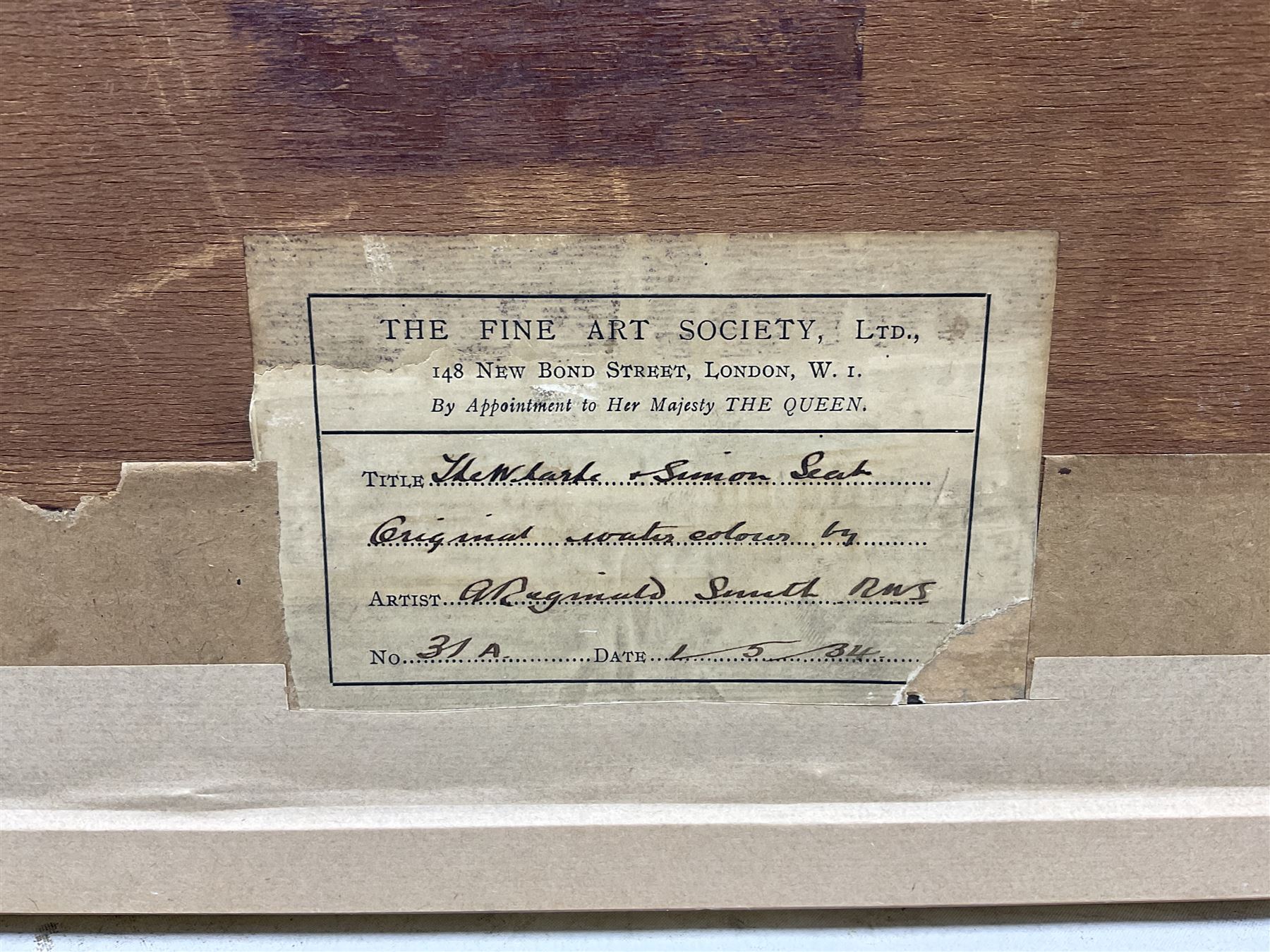 Arthur Reginald Smith (British 1872-1934): 'The Wharfe and Simon's Seat', watercolour signed, titled on exhibition label verso 36cm x 54cm 
Provenance: exh. The Fine Art Society London, May 1934, label verso