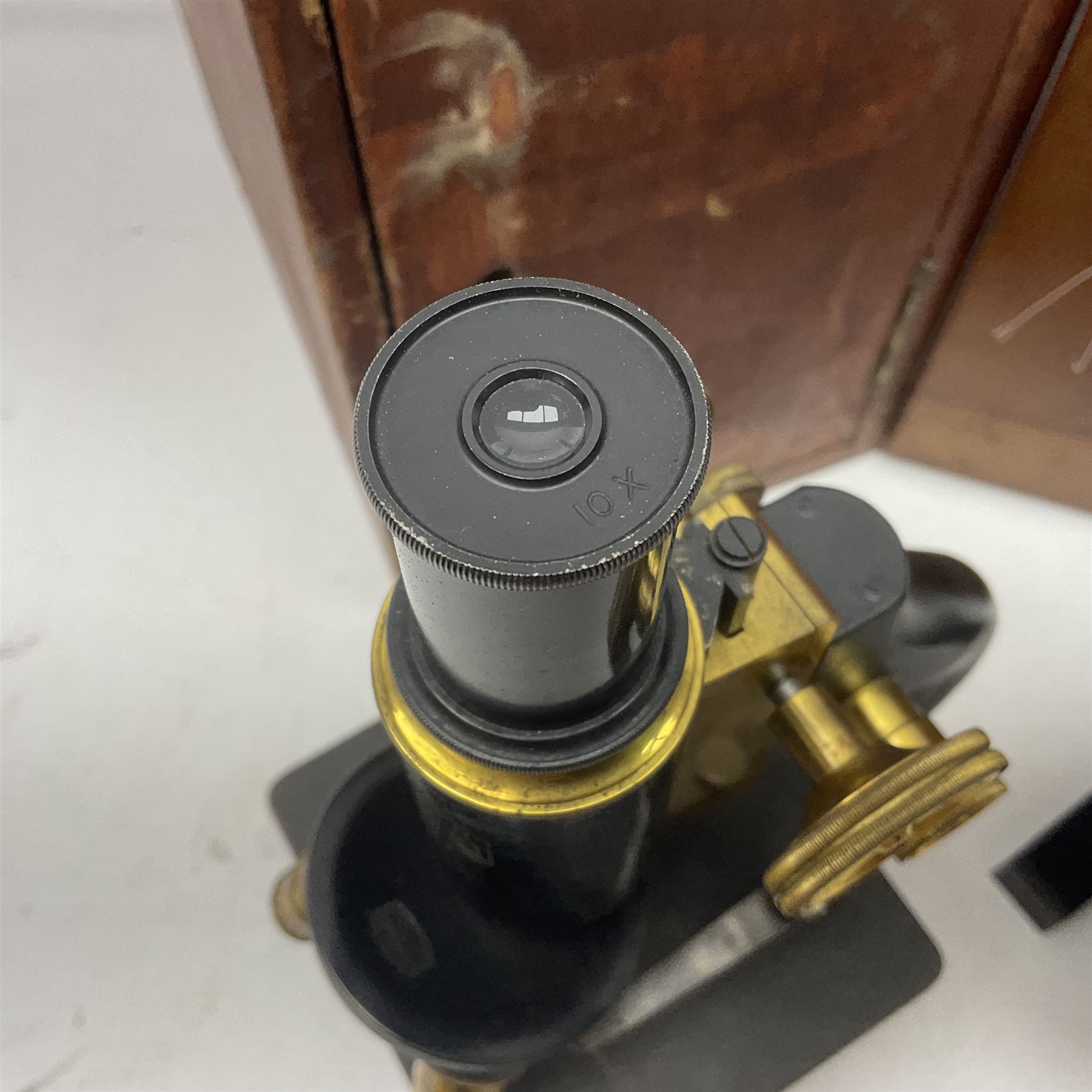 Three boxed microscopes, comprising Hawkslay & Sons Spencer Buffalo microscope no 68177, J Swift & Son microscope and R & J Back microscope no 30241