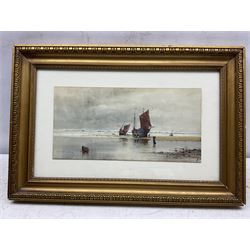 Albert Procter (British 1864-1909): Unloading Boats on the Beach, watercolour signed 17cm x 35cm