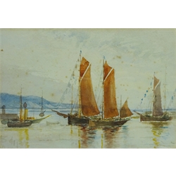  Runswick Bay and Sailing Boats off Shore, two watercolours by Frank Rousse (British fl.1897-1917) unsigned 25cm x 43cm & 17cm x 25cm (2)  