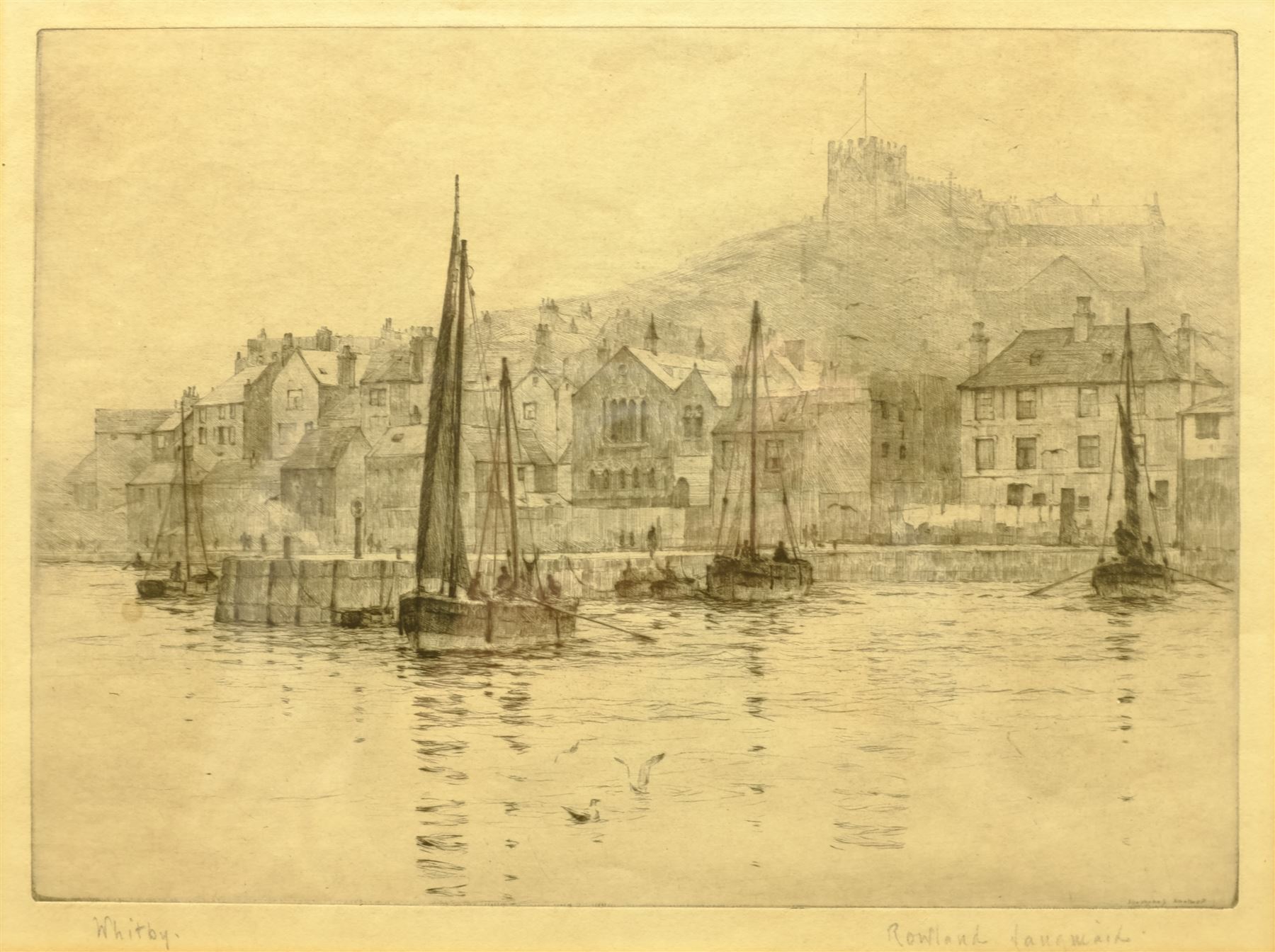 Rowland Langmaid (British 1897-1956): 'Whitby', drypoint etching signed and titled in pencil 20cm x 27cm