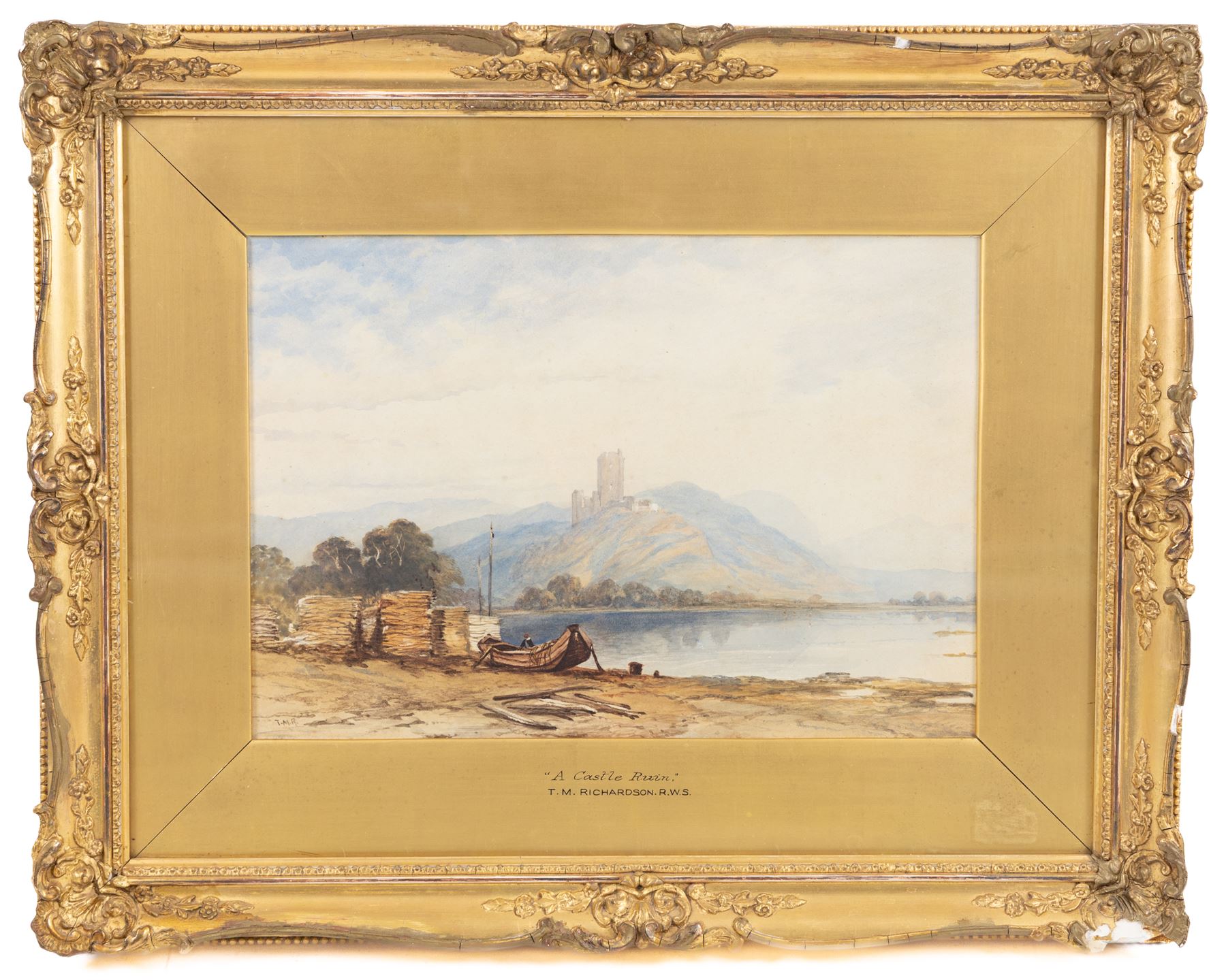 Thomas Miles Richardson Jnr. (British 1813-1890): 'A Castle Ruin', watercolour signed with initials 24cm x 35cm