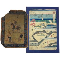 Early 20th century Japanese woodblock print, Mughal school watercolour, and box of unframed prints