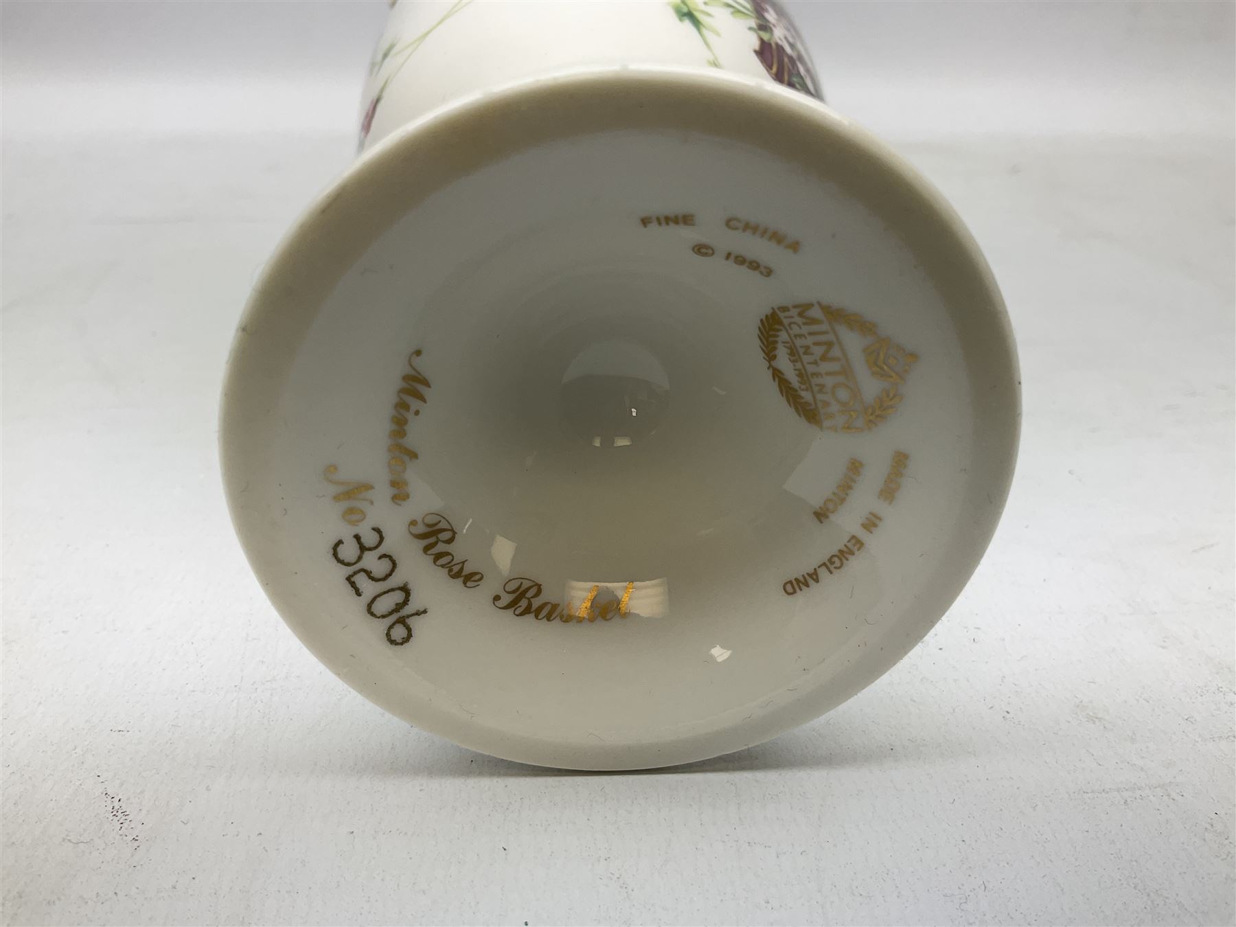Minton Rose Basket bicentenary vase, with printed mark beneath H22.5cm