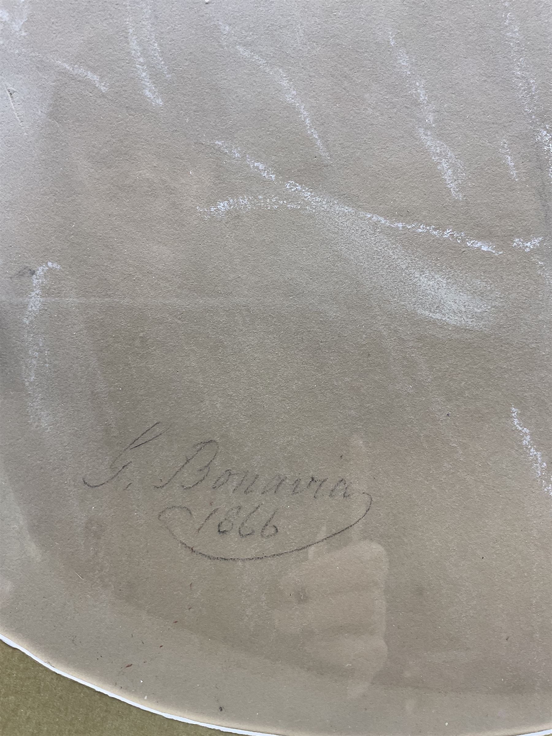 George Bonavia (Maltese/British 1818-1901): Bust Portrait of a Lady, probably a member of the Trollope family, oval pastel signed and dated 1866, 61cm x 48cm 
Provenance: private collection, purchased Neales Auctioneers Nottingham 27th March 2003 Lot 964; from Casewick Hall, Uffington, home of Sir John Trollope