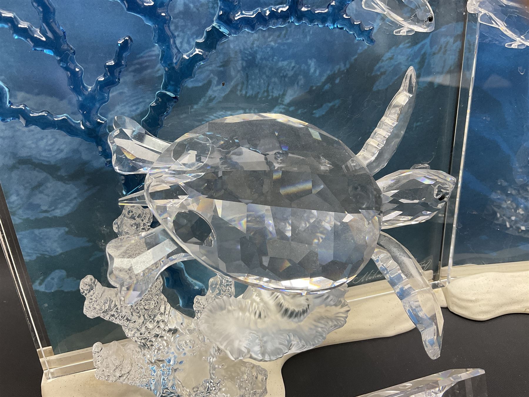Swarovski Crystal, Wonders of the Sea Trilogy: 'Eternity', 'Community' and 'Harmony', all with stands and plaques, H20cm