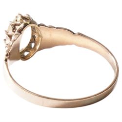 Gold single stone opal ring with scroll embossed shoulders