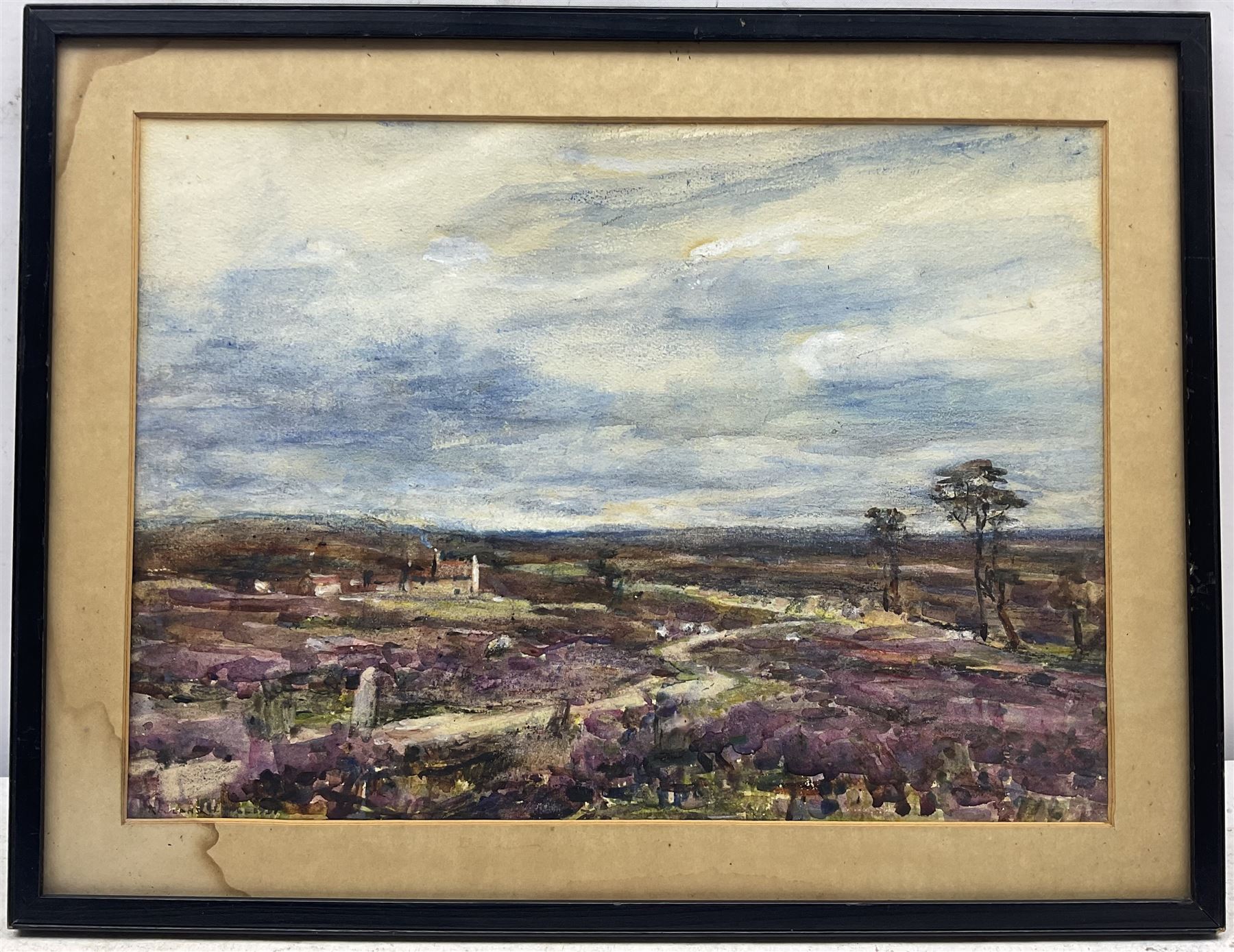 Rowland Henry Hill (Staithes Group 1873-1952): Standing Stone and Cottage on the North Yorkshire Moors, watercolour signed and dated 1931, 26cm x 36cm