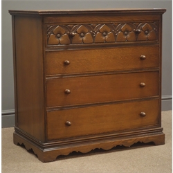  Old Charm oak chest, four drawers, shaped plinth base, W80cm, H81cm, D48cm  